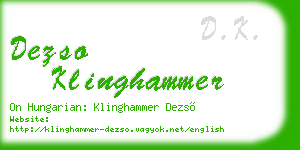 dezso klinghammer business card