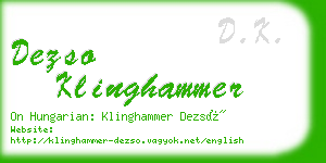 dezso klinghammer business card